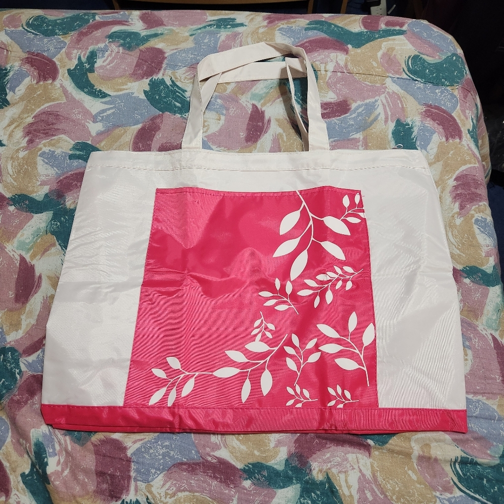 Yves Rocher Pink and White Tote Bag
